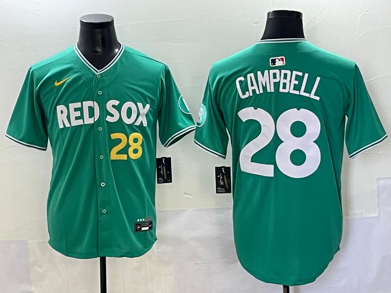 Men 2025 Boston Red Sox 28 Campbell Dark Green Joint Name Nike MLB Jersey style 5